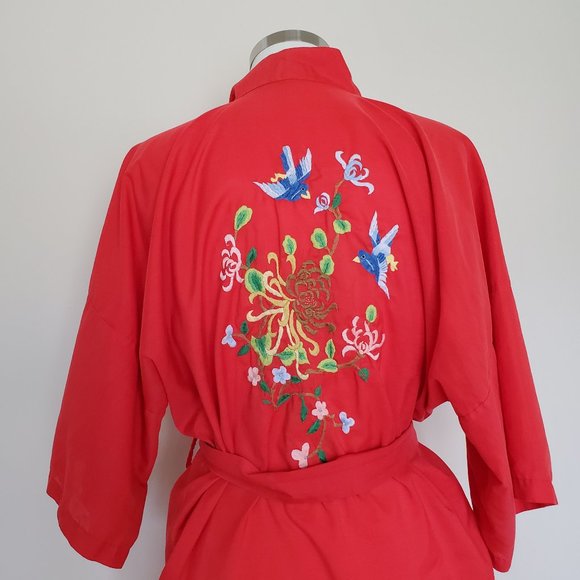 Jodie Arden Vintage Robe Embroidered Birds Large - Picture 1 of 16